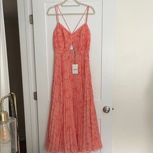 AMUR Coral Floral Maxi Dress- NEW WITH TAGS